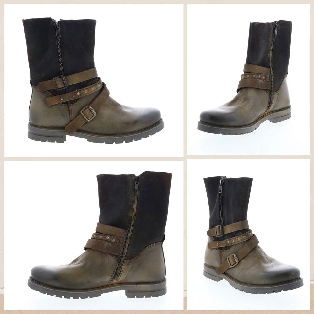 ❌SOLD❌NIB Roan by Bed Stu 8.5 Anabella Brown Washed Suede Leather Biker Boots - Picture 11 of 11